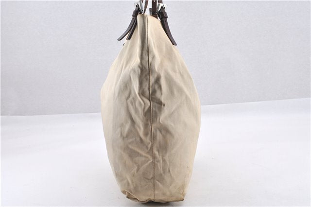 Authentic FENDI Vintage Canvas Leather Shoulder Tote Bag Beige 1835G