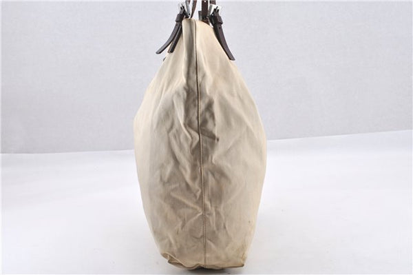 Authentic FENDI Vintage Canvas Leather Shoulder Tote Bag Beige 1835G