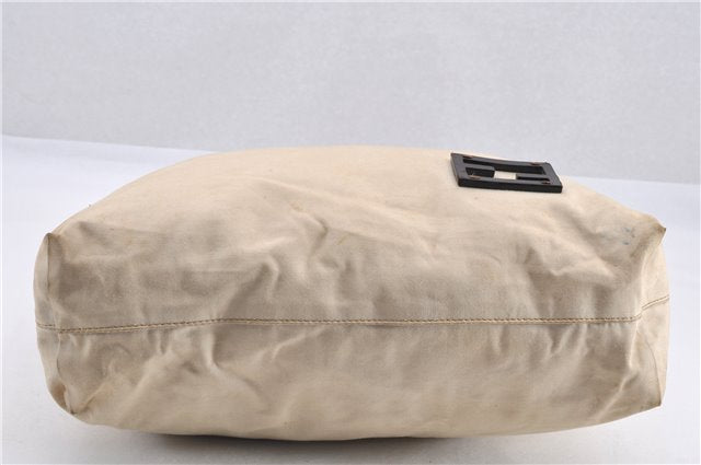 Authentic FENDI Vintage Canvas Leather Shoulder Tote Bag Beige 1835G