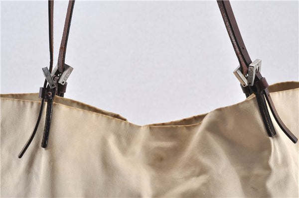 Authentic FENDI Vintage Canvas Leather Shoulder Tote Bag Beige 1835G