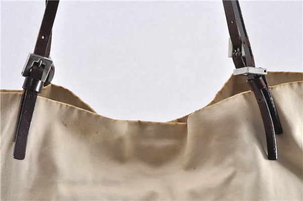 Authentic FENDI Vintage Canvas Leather Shoulder Tote Bag Beige 1835G