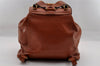 Authentic GUCCI Vintage Bamboo Drawstring Backpack Leather Brown 1836I