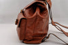 Authentic GUCCI Vintage Bamboo Drawstring Backpack Leather Brown 1836I