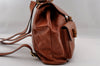 Authentic GUCCI Vintage Bamboo Drawstring Backpack Leather Brown 1836I
