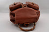 Authentic GUCCI Vintage Bamboo Drawstring Backpack Leather Brown 1836I