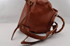 Authentic GUCCI Vintage Bamboo Drawstring Backpack Leather Brown 1836I