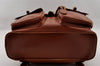 Authentic GUCCI Vintage Bamboo Drawstring Backpack Leather Brown 1836I