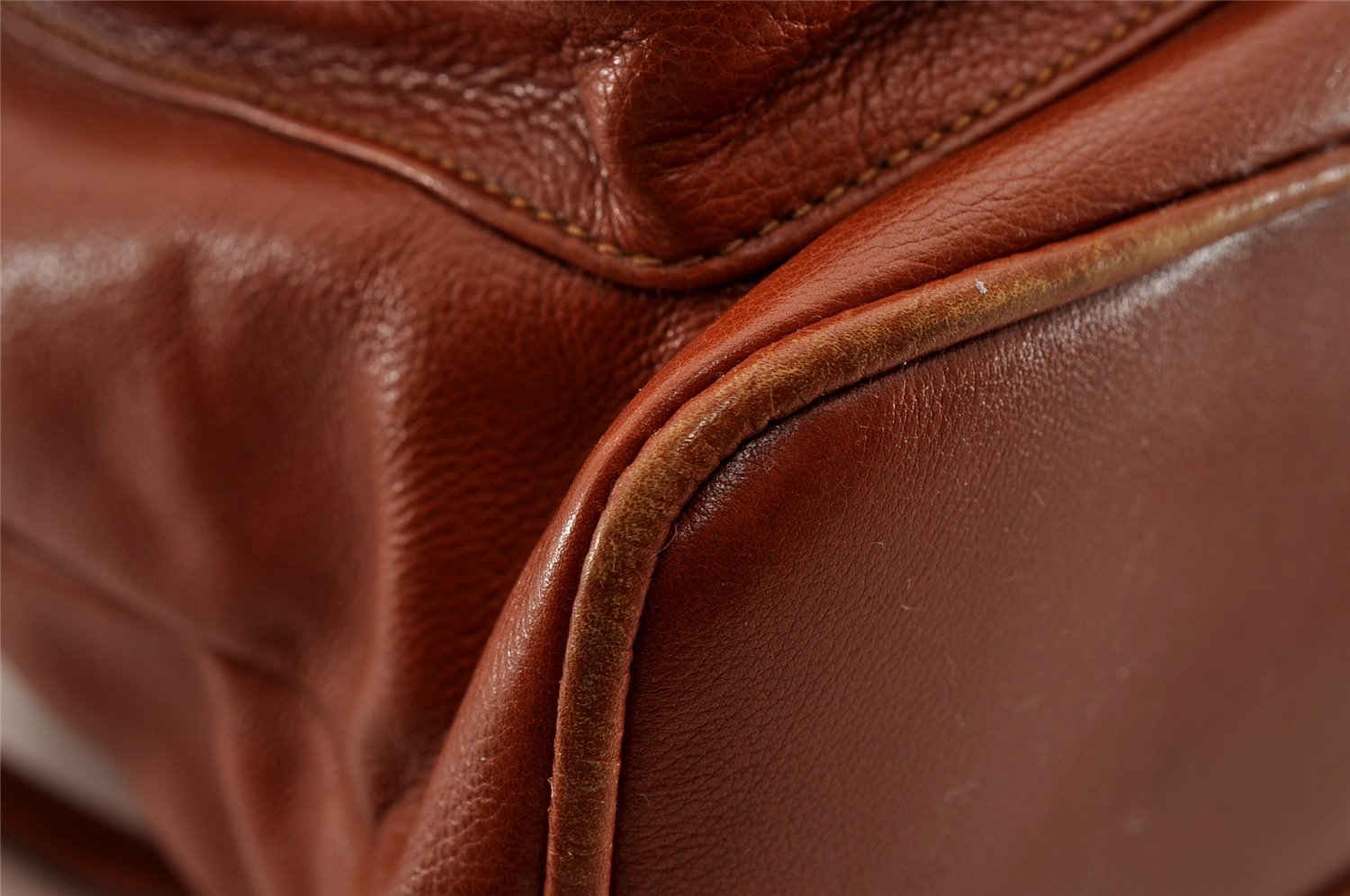 Authentic GUCCI Vintage Bamboo Drawstring Backpack Leather Brown 1836I