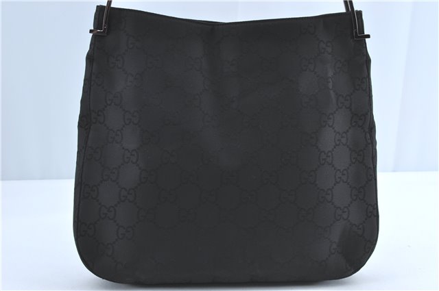 Authentic GUCCI Shoulder Hand Bag Purse GG Nylon Leather 0013166 Black  1838C