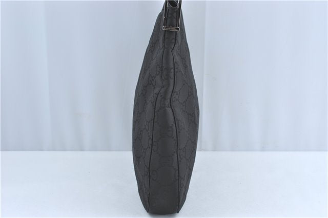 Authentic GUCCI Shoulder Hand Bag Purse GG Nylon Leather 0013166 Black  1838C