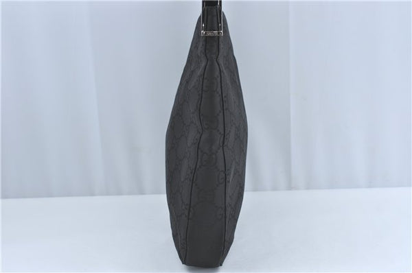 Authentic GUCCI Shoulder Hand Bag Purse GG Nylon Leather 0013166 Black  1838C