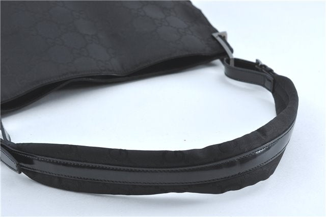 Authentic GUCCI Shoulder Hand Bag Purse GG Nylon Leather 0013166 Black  1838C