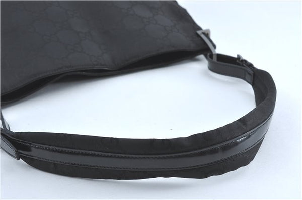 Authentic GUCCI Shoulder Hand Bag Purse GG Nylon Leather 0013166 Black  1838C