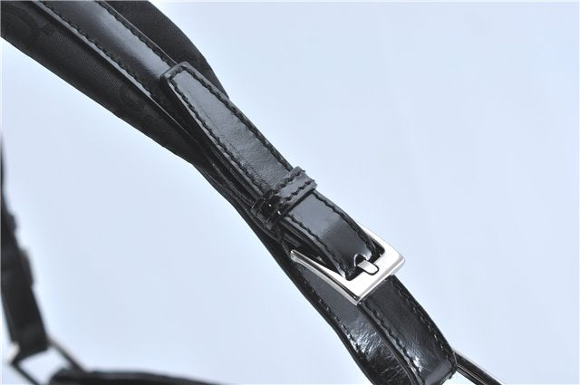 Authentic GUCCI Shoulder Hand Bag Purse GG Nylon Leather 0013166 Black  1838C