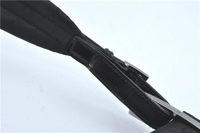 Authentic GUCCI Shoulder Hand Bag Purse GG Nylon Leather 0013166 Black  1838C