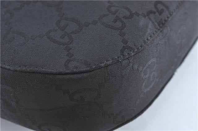 Authentic GUCCI Shoulder Hand Bag Purse GG Nylon Leather 0013166 Black  1838C