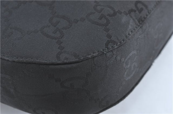 Authentic GUCCI Shoulder Hand Bag Purse GG Nylon Leather 0013166 Black  1838C