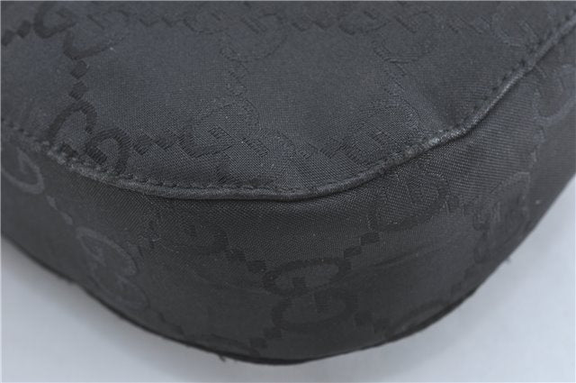 Authentic GUCCI Shoulder Hand Bag Purse GG Nylon Leather 0013166 Black  1838C