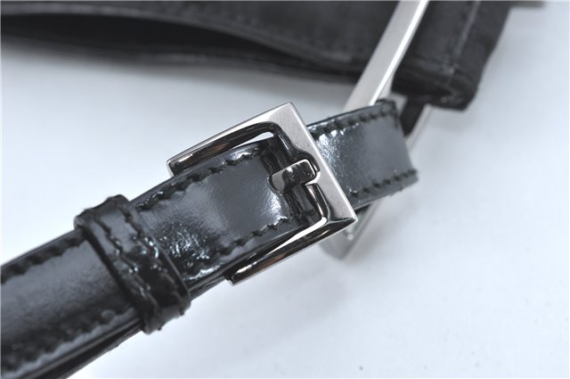 Authentic GUCCI Shoulder Hand Bag Purse GG Nylon Leather 0013166 Black  1838C