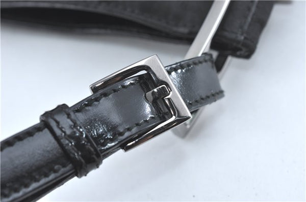 Authentic GUCCI Shoulder Hand Bag Purse GG Nylon Leather 0013166 Black  1838C