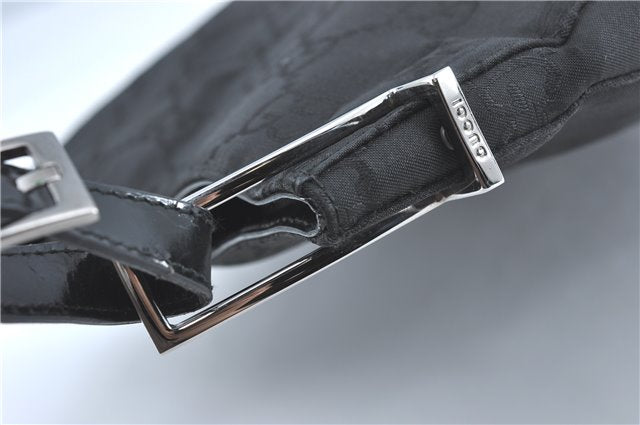 Authentic GUCCI Shoulder Hand Bag Purse GG Nylon Leather 0013166 Black  1838C