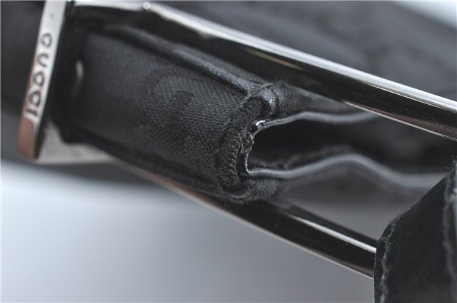 Authentic GUCCI Shoulder Hand Bag Purse GG Nylon Leather 0013166 Black  1838C