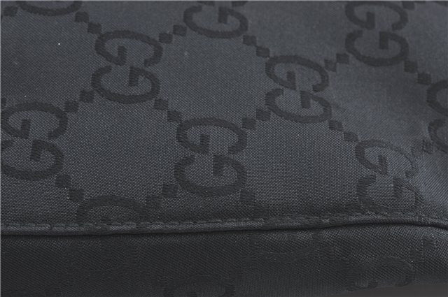 Authentic GUCCI Shoulder Hand Bag Purse GG Nylon Leather 0013166 Black  1838C