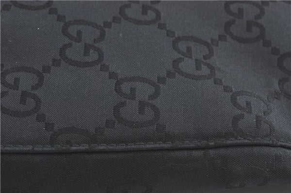 Authentic GUCCI Shoulder Hand Bag Purse GG Nylon Leather 0013166 Black  1838C