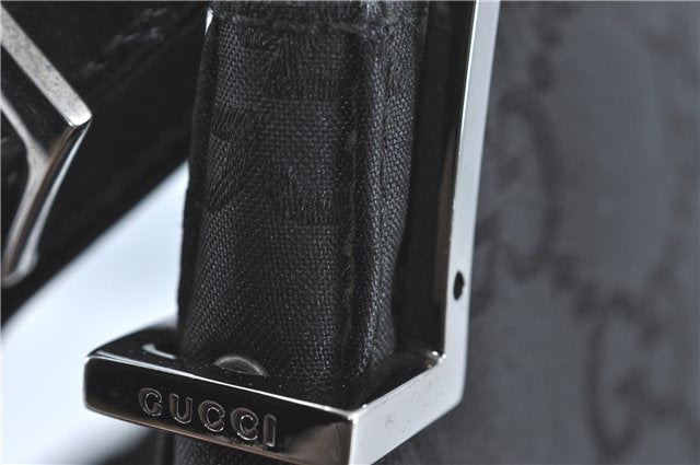 Authentic GUCCI Shoulder Hand Bag Purse GG Nylon Leather 0013166 Black  1838C