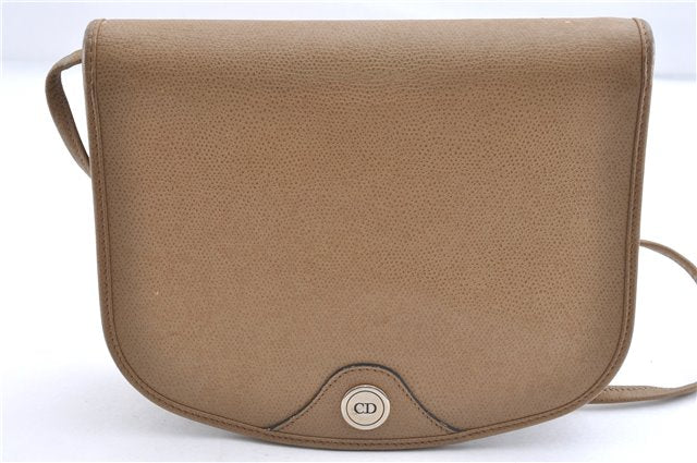 Authentic Christian Dior Honeycomb Shoulder Cross Body Bag Leather Beige 1838G