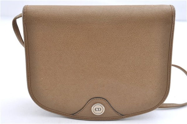 Authentic Christian Dior Honeycomb Shoulder Cross Body Bag Leather Beige 1838G