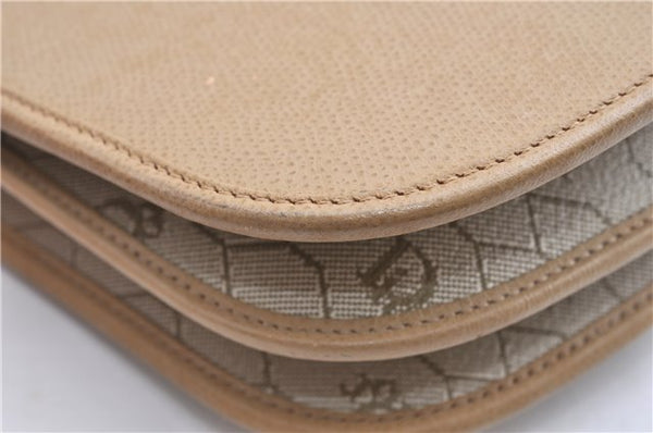 Authentic Christian Dior Honeycomb Shoulder Cross Body Bag Leather Beige 1838G