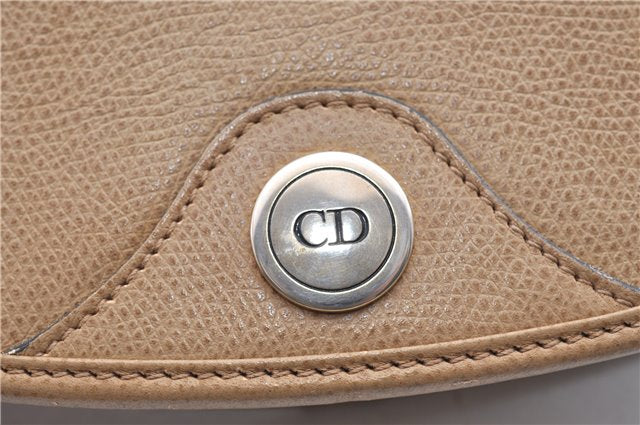 Authentic Christian Dior Honeycomb Shoulder Cross Body Bag Leather Beige 1838G