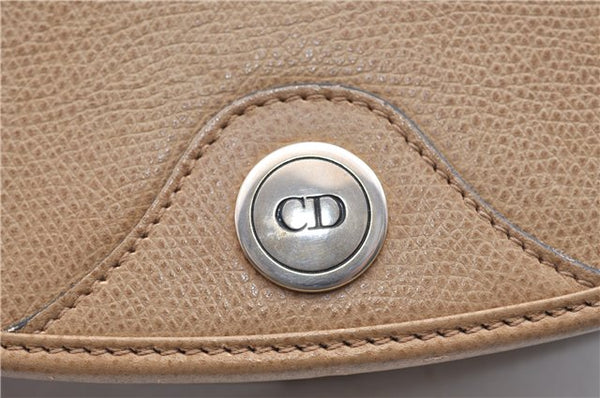 Authentic Christian Dior Honeycomb Shoulder Cross Body Bag Leather Beige 1838G