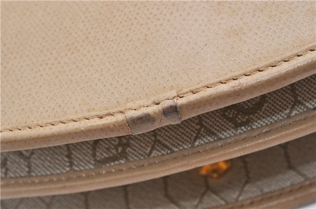 Authentic Christian Dior Honeycomb Shoulder Cross Body Bag Leather Beige 1838G