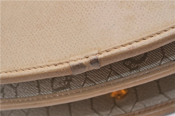 Authentic Christian Dior Honeycomb Shoulder Cross Body Bag Leather Beige 1838G