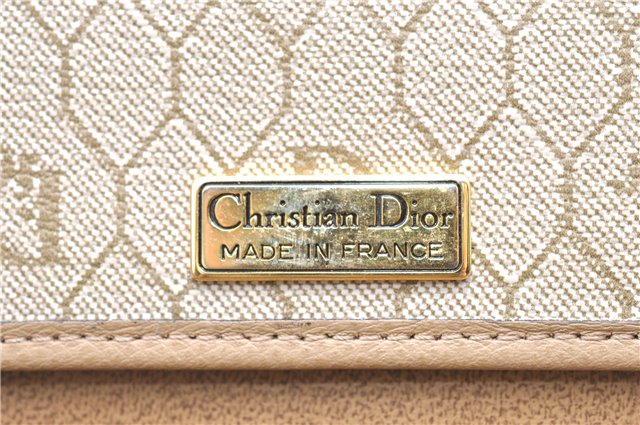 Authentic Christian Dior Honeycomb Shoulder Cross Body Bag Leather Beige 1838G
