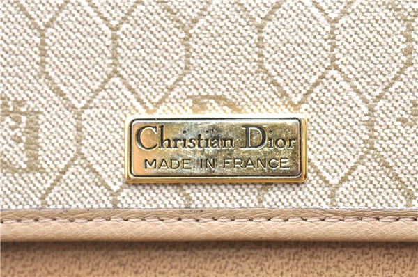 Authentic Christian Dior Honeycomb Shoulder Cross Body Bag Leather Beige 1838G