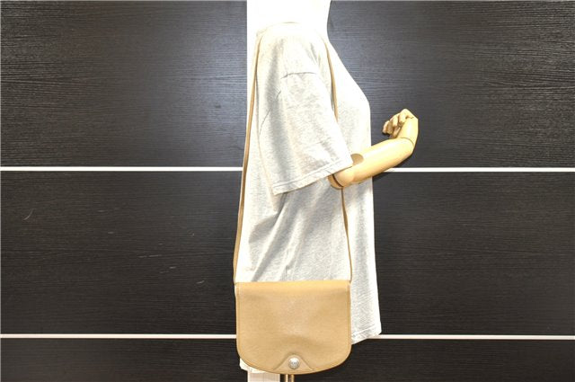 Authentic Christian Dior Honeycomb Shoulder Cross Body Bag Leather Beige 1838G