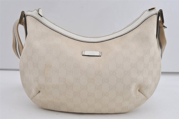 Authentic GUCCI Shoulder Cross Body Bag GG Canvas Leather 181092 White 1838I
