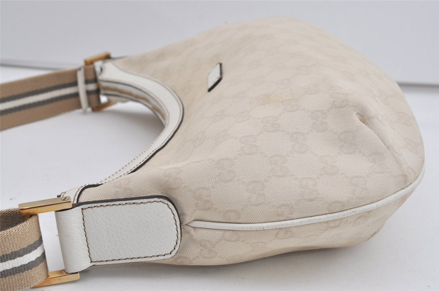 Authentic GUCCI Shoulder Cross Body Bag GG Canvas Leather 181092 White 1838I