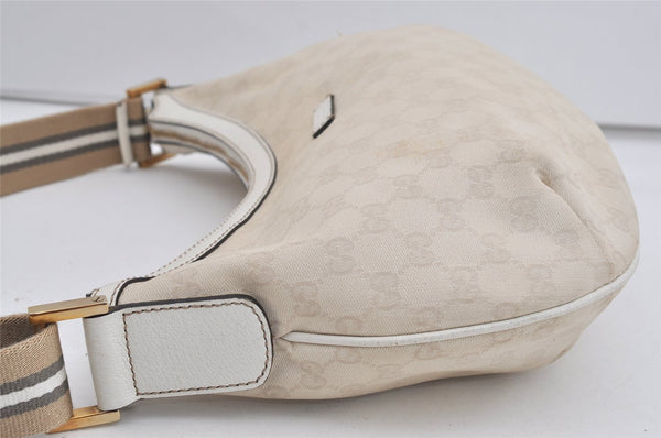 Authentic GUCCI Shoulder Cross Body Bag GG Canvas Leather 181092 White 1838I