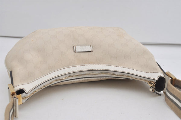 Authentic GUCCI Shoulder Cross Body Bag GG Canvas Leather 181092 White 1838I