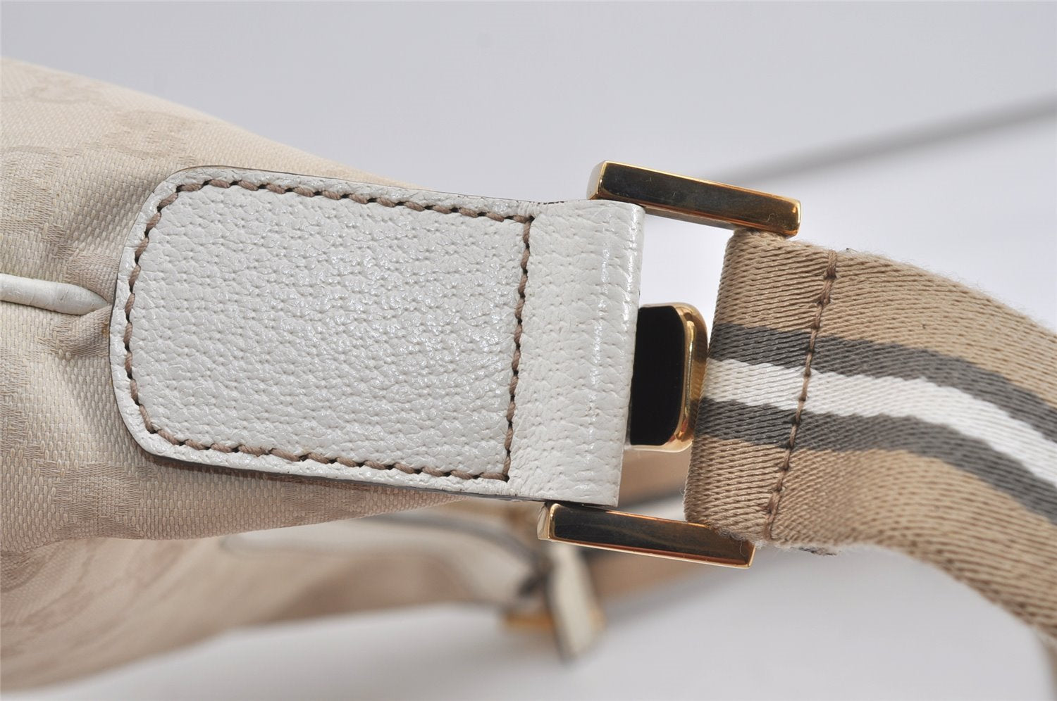 Authentic GUCCI Shoulder Cross Body Bag GG Canvas Leather 181092 White 1838I