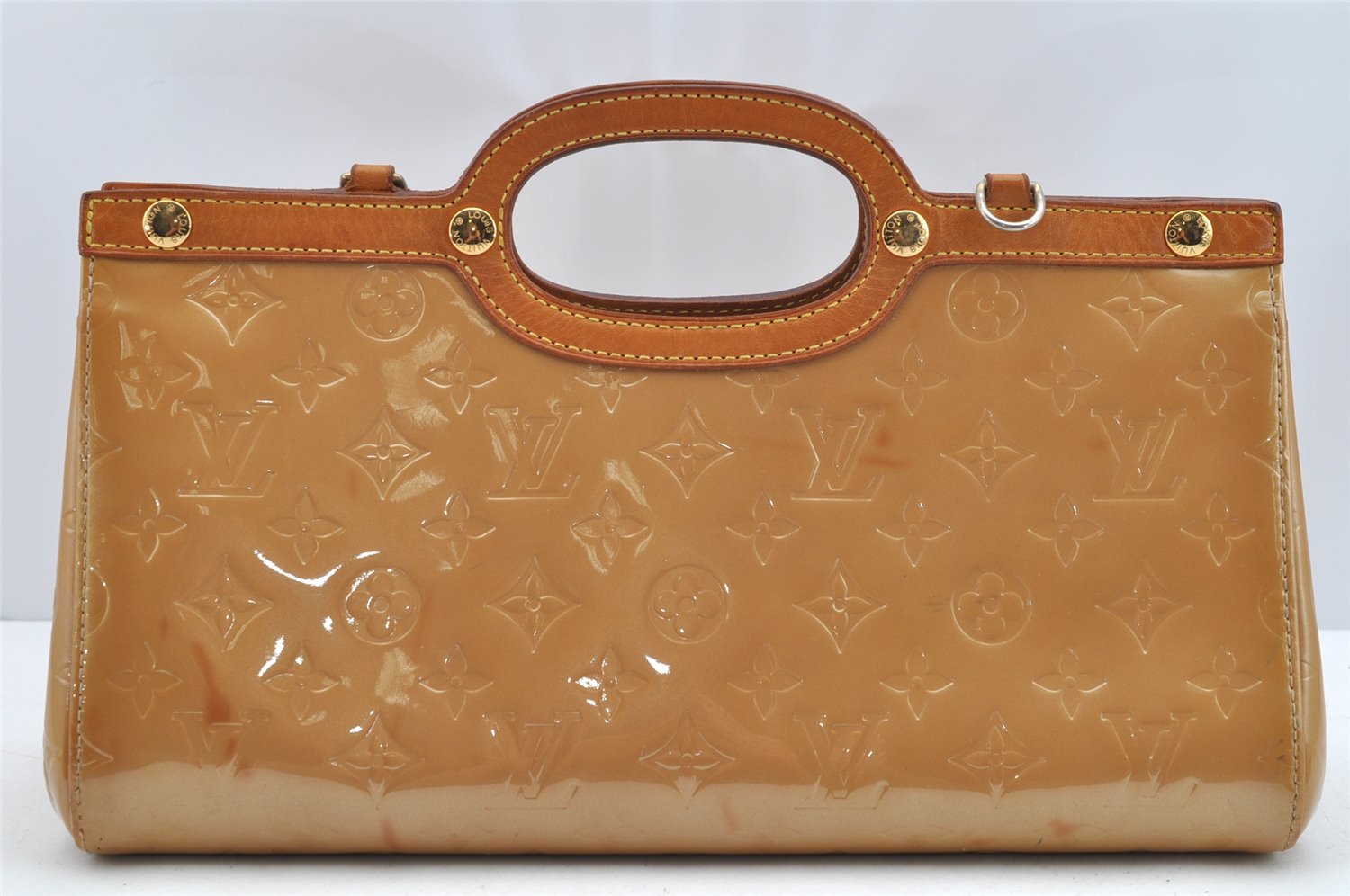 Authentic Louis Vuitton Vernis Roxbury Drive 2Way Hand Bag Beige M91372 LV 1839I