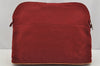 Authentic HERMES Bolide Pouch TGM Clutch Bag Canvas Leather Red 1841I