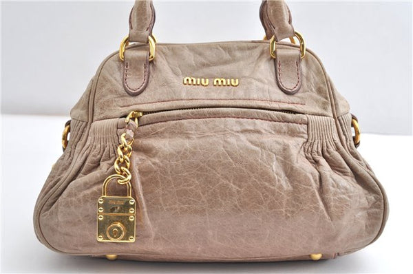 Authentic MIU MIU Vintage Leather Shoulder Hand Bag Purse Pink 1842G