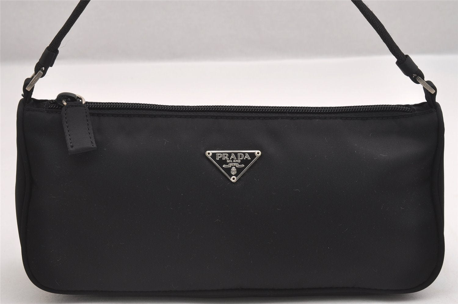 Authentic PRADA Vintage Nylon Tessuto Hand Bag Pouch Purse Black 1844I