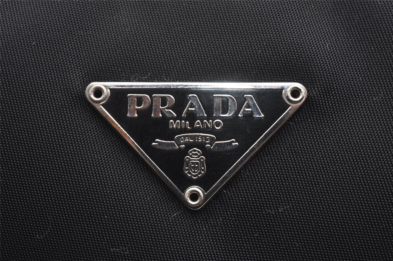 Authentic PRADA Vintage Nylon Tessuto Hand Bag Pouch Purse Black 1844I