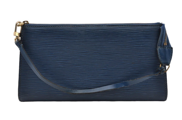 Authentic Louis Vuitton Epi Pochette Accessoires Pouch Blue M52945 LV 1845I